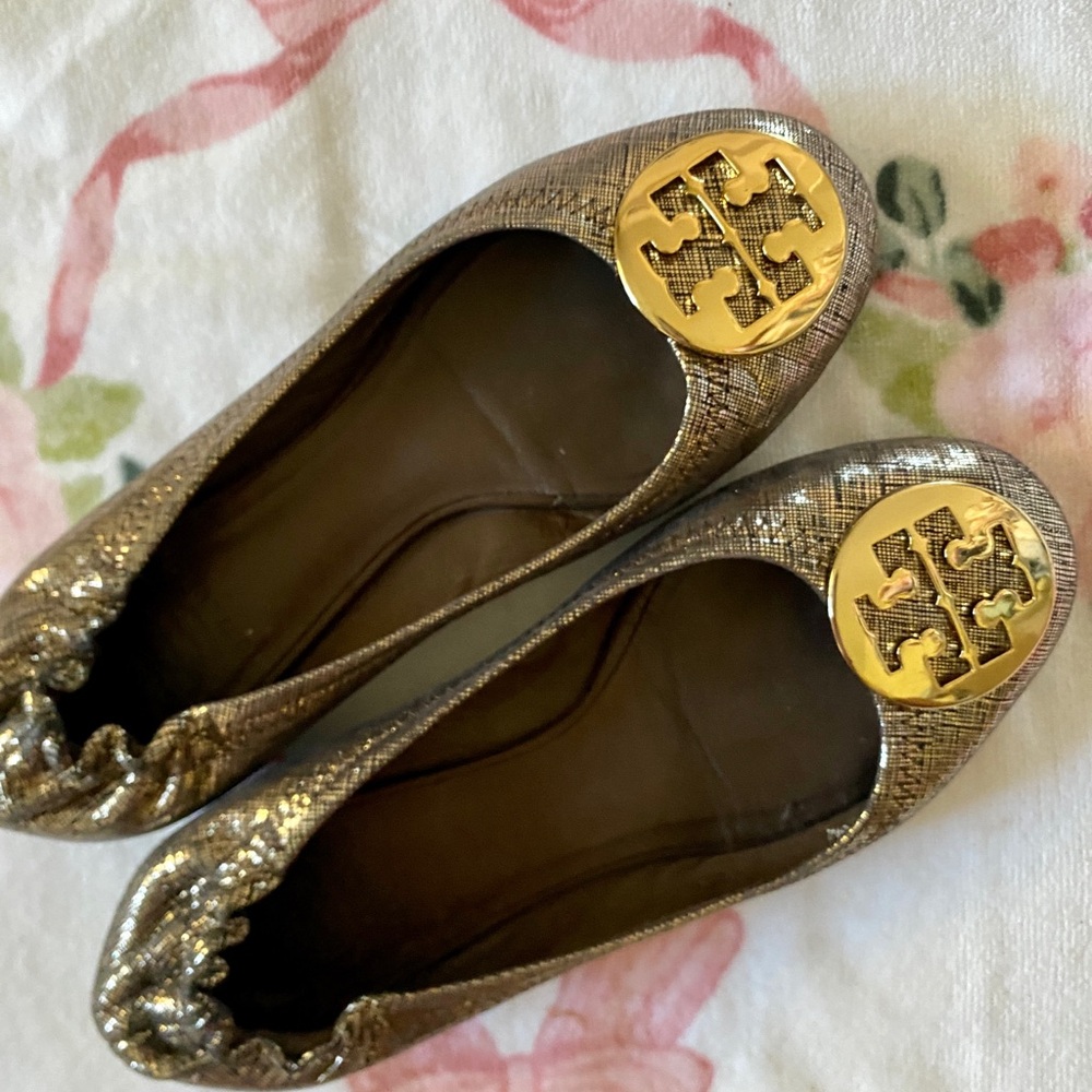 Tory Burch Metallic Revas with Gold Accents - Picture 4 of 5